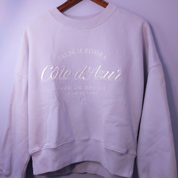 Abercrombie & Fitch Soft A&F Crop Sweatshirt Women’s Sz M French Riviera Purple - Picture 1 of 9